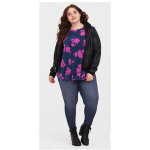 TORRID STUDIO KNIT HIGH NECK STAMPING ROSE FLOWY CASUAL CLASSIC TANK SIZE 1X